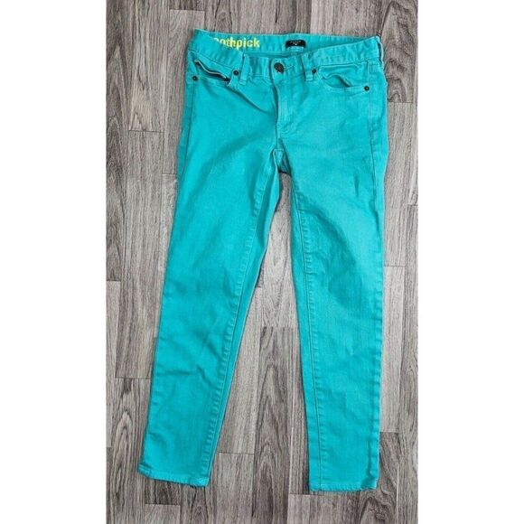 J. Crew Womens Size 24 Pockets Stretch Toothpick Teal Green Denim Jeans - Picture 1 of 11